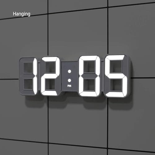 mooas 3D Pure Mini White LED Clock, Multi-Function LED Clock (Calendar, Alarm, Temperature) (8.5" White Table Alarm Clock) thumbnail 6