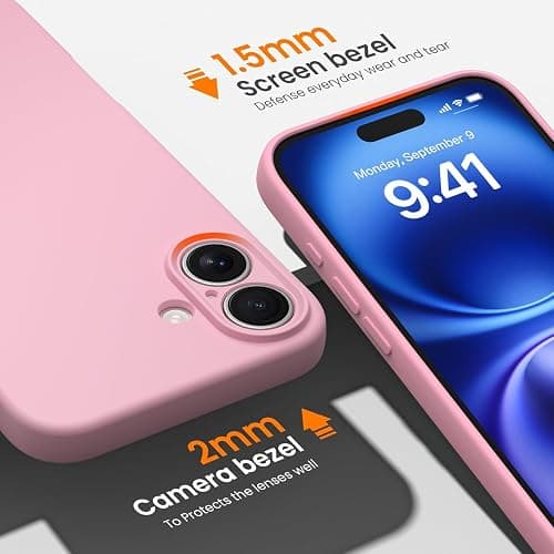 iYavvort Compatible with iPhone 16 Case, Liquid Silicone Upgrade [Camera Protection] [Soft Anti-Scratch Microfiber Lining] Shockproof Phone Case (Pink) thumbnail 2