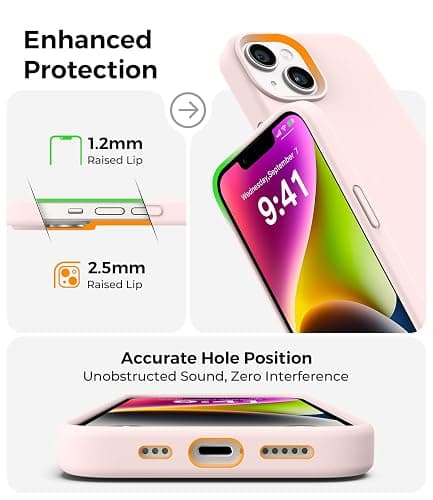 AOTESIER Compatible with iPhone 14 Case, Full Body Food-Grade Silicone Wear-Resistant, Anti-Drop Protection with Soft Anti-Scratch Microfiber Lining Phone Case for iPhone 14, 6.1 inch, Chalk Pink thumbnail 6