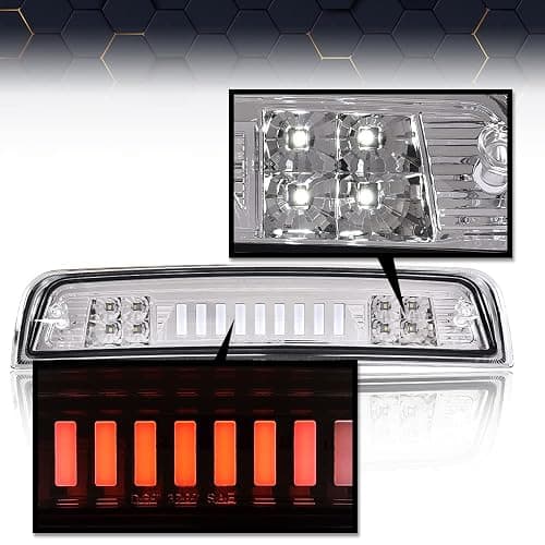 PIT66 LED Bar 3rd Brake Light, Compatible with 2009-2017 Dodge Ram 1500 2500 3500 I Type High Mount Stop Light Rear Tail Cargo Lamps Clear Lens Chrome Housing thumbnail 6