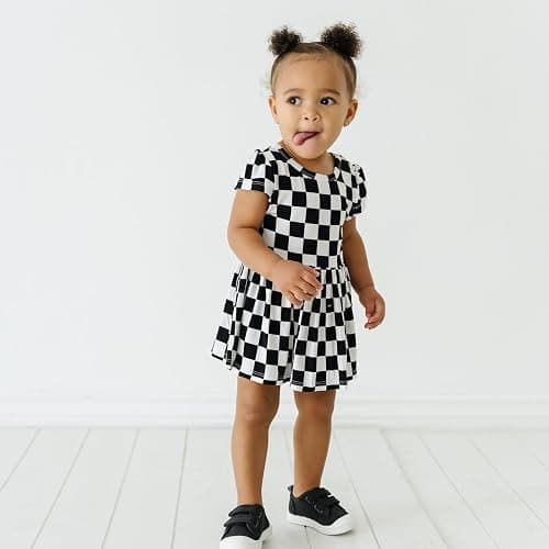 Little Sleepies Cap Sleeve Skater Toddler Bodysuit Dress for Girls - Viscose from Bamboo Girl Dress w/Pockets & Diaper Cover thumbnail 7