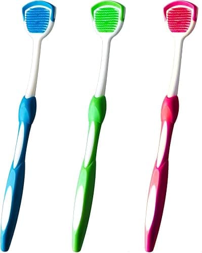 Tongue Brush, Tongue Scraper, Tongue Cleaner, Tongue Scraper Brush, Tongue Cleaner Brush, Tongue Brushes Helps Fight Bad Breath, 3 Tongue Scrapers, 3 Pack (Blue & Green & Red) - Image 1