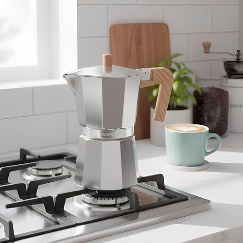 Sivaphe Aluminum Moka Pot 12 Espresso Cups, Percolator Espresso and Coffee Maker, Portable Stovetop Italian and Cuban Café Brewer for Home and Camping Sliver thumbnail 2