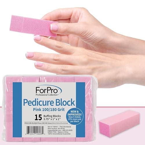 ForPro Professional Collection Pink Pedicure Block, 100/180 Grit, Three-Sided Pedicure Nail Buffer, 3.75” L x 1” W x 1” H, 15-Count thumbnail 6