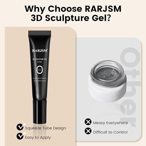 RARJSM 3D Sculpting Gel for Nail Art Designs DIY NailCharms Rhinestone Glue 3D Nail Craving GelPolish Clear Painting Drawing Sculpture Gel UV LED Curing Requires NailDecoration Manicure Design thumbnail 6