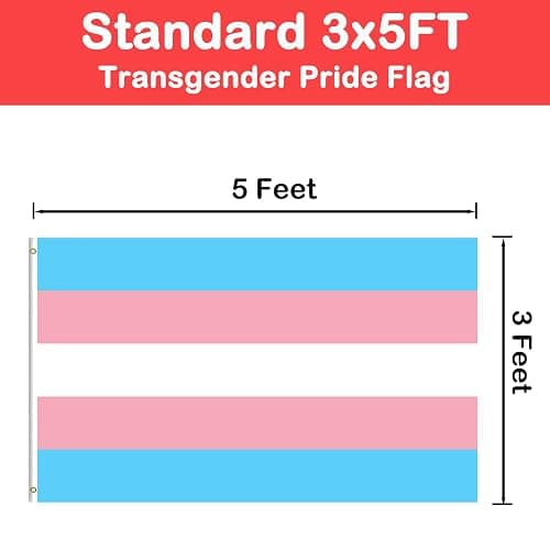 Transgender Pride Flag 3x5 FT, Trans Flag LGBTQ Trans Banner for Pride Month Parade, Outdoor UV Fade Resistant Polyester with Brass Grommets thumbnail 3