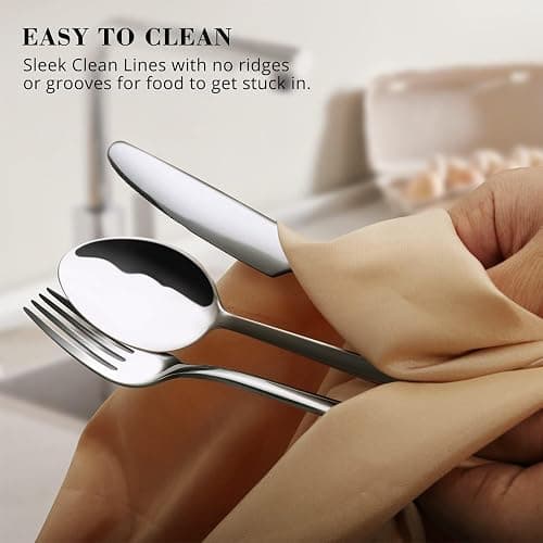 KINGSTONE Silverware Set, 10 Piece Flatware Cutlery Set for 2, 18/10 Stainless Steel Silverware Mirror Polished Dishwasher Safe for Home, Restaurant, Wedding, Party thumbnail 4