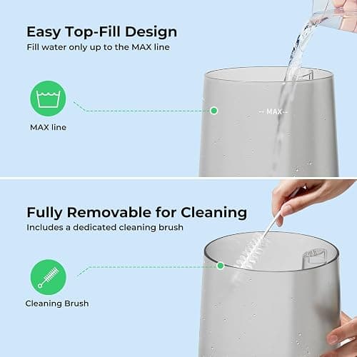 Homvana Humidifiers for Bedroom Home, 3.6 L Cool Mist Top-Fill 34H Super Long Time, Quiet 23dB, Baby Humidifier, Oil Diffuser for Large Room, Plants, Nursery, Office BPA FREE, 7 Color Light Ultrasonic thumbnail 6