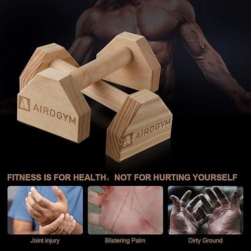 Push-up Stand, 2 PCS Wood Pushup Bars Non-Slip Base Exercise Home Workout Equipment, 30CM Wooden Parallettes Handle Stands Grip for Men Strength Training, Planks Calisthenics thumbnail 6