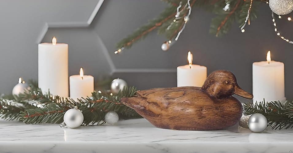 Hymmah Wooden Texture Duck Home Decor Statue Rustic Home Decorations for Living Room, Boho Sculpture Resin Animal Collectible Figurines for Indoor Decor thumbnail 6