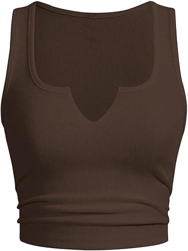 SOLY HUX Women's V Neck Crop Tops Basic Trendy Notched Sleeveless Slim Fit Summer Y2k Sexy Crop Tank Top - Image 1