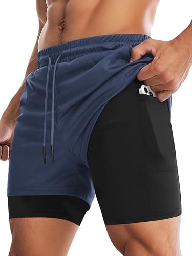 Aolesy Men's Gym Shorts with Liner 5"/7"/9" Lightweight Running Shorts Mesh Workout Athletic Shorts with Pockets - Image 1