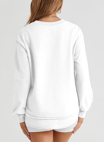 EVALESS Sweatshirt for Women Crewneck Long Sleeve Side Split Tops Casual Solid Color Loose Pullover Shirts 2025 Clothes thumbnail 5