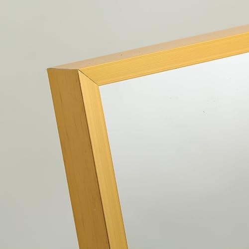 Floor Mirror 150 x 40 cm, Full Length Rectangular Floor Mirror, Wall Mirror for Hanging or Standing, with Black Aluminium Frame, for Bathroom, Bedroom, Entryway (Gold, 150 x 40 cm) thumbnail 7