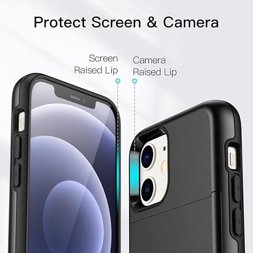 JETech Wallet Case for iPhone 12/12 Pro 6.1-Inch with Card Holder, Dual Layer Shockproof Protective Phone Cover, Sliding Hidden Slot (Black) thumbnail 6