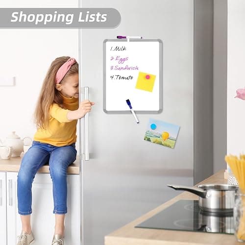 VUSIGN Small White Board Dry Erase, 14'' x 11'' Magnetic Dry Erase Board, Mini Whiteboard with Markers for Kids, Students, Fridge, Wall, Locker thumbnail 3