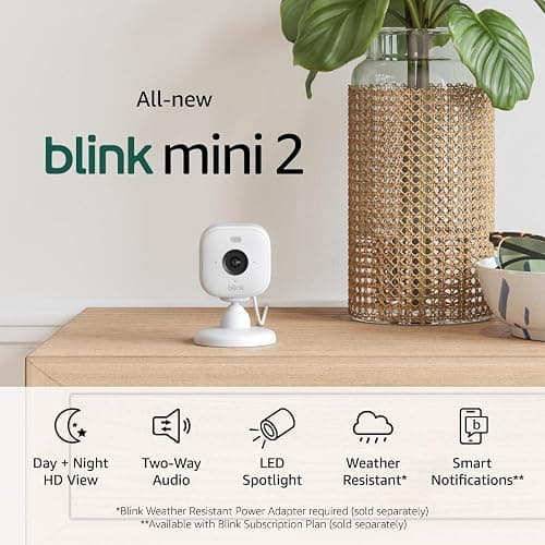Blink Mini 2 — Home Security & Pet Cameras with HD video, color night view, motion detection, two-way audio, and built-in spotlight — 2 cameras (White) thumbnail 7