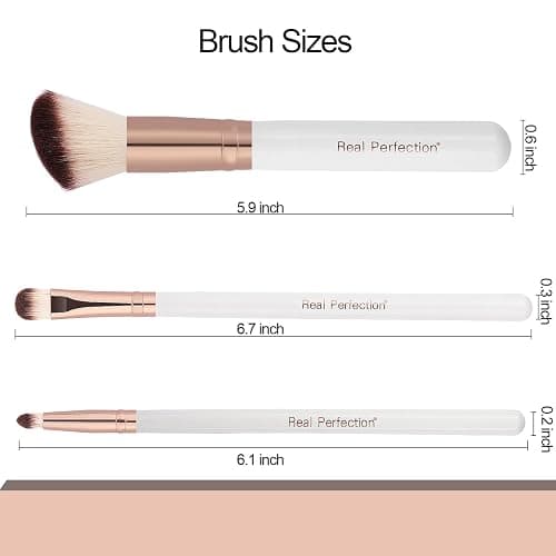 Real Perfection Makeup Brush Set 16 Pcs with 1 Eyebrow Razor Premium Synthetic Foundation Powder Concealers Eyeshadow Blush Makeup Brushes Make up Brushes Kit (White) thumbnail 6