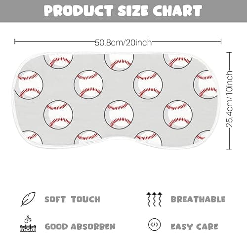 Spriggenix 5 Pack Baseball Sport Burp Cloths Baby Boys Girls with Baseball Pattern, Large Cotton Burp Rags for Newborns Gifts Nursery Decor Extra Soft and Absorbent 9.8X19.6inches thumbnail 3