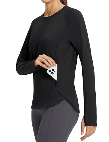 baleaf Women's Thermal Tops Fleece Lined Shirts Long Sleeve Cold Weather Running Gear Workout Zipper Pocket Thumbholes - Image 1