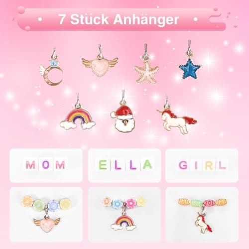 Amteker Geschenke für Mädchen, Perlen für Auffädeln DIY 24 Farben, Bastelset Kinder ab 4 6 Jahre, Armbänder Selber Machen, Basteln Mädchen Einhorn Geschenk 4-6-8 Jahre, Ostergeschenke Kinder Teenager thumbnail 4