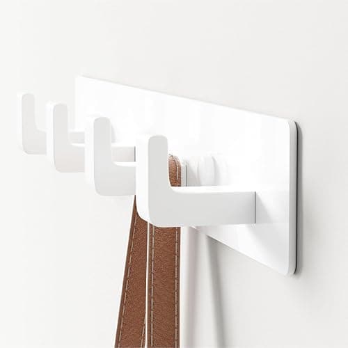 White Coat Rack Wall Mount - 12.5" Rail with 4 Right-Angle Hooks(1 Pack) | Drill-Mounted Organizer for Coats, Hats, Bags in Entryway, Bathroom, Bedroom thumbnail 5