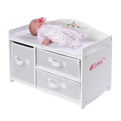 Badger Basket Doll Care Station with Storage Baskets - White | Fits 18–20" dolls; care station with 3 removable baskets, side pocket organizer & personalization kit. thumbnail 7