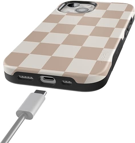 Casely iPhone 15 Case | Fit Check | Neutral Checkerboard Checkered | Compatible with MagSafe | Bold Protective Design thumbnail 8