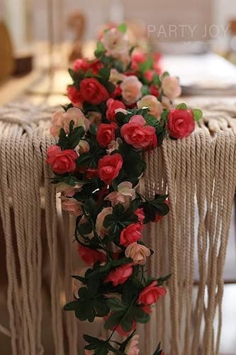 8pcs 65.6Ft Flower Garland,PARTY JOY Fake Rose Vine Artificial Flowers Hanging Rose Ivy Garland for Room Wall Decor Hanging Baskets Wedding Arch Garden Background Decor (Pink-8PCS) thumbnail 4
