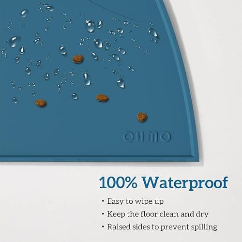 OHMO Cat Food Mat, Silicone Pet Feeding Mat, 18x9.8, Teal | Cute Pet-Inspired Design, Dog Placement for Food, Water Bowl Tray，Non-Slip Base, Waterproof, Easy Clean thumbnail 4