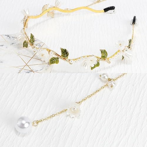 AHONEY Flower Headband for Women Girls Hair Vine Gold Leaf Boho Headband Wedding Fairy Accessories Headpiece Bridal Crown (Floral) thumbnail 6