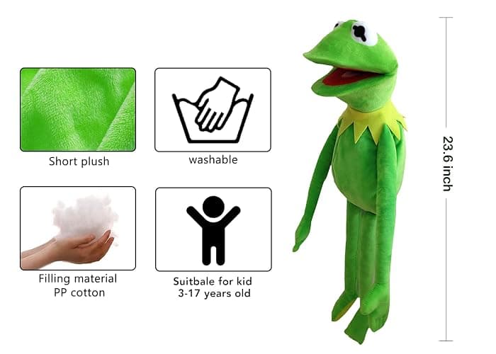Kermit Frogs Hand Puppet, Frog Plush,The Muppets Show, Soft Frog Puppet Doll Suitable for Role Play -Green, 24 Inches thumbnail 3