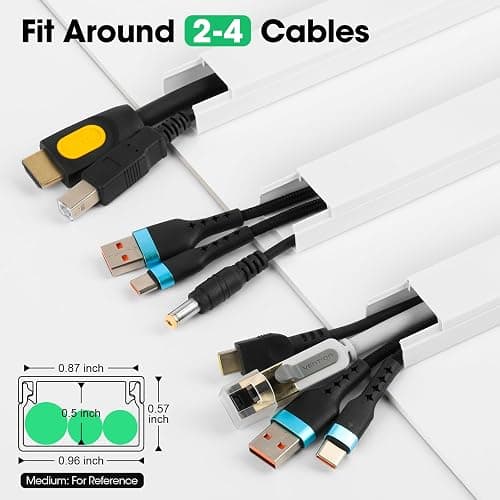 AZEN Cord Hider Kit, 110in Cord Covers for Wires on Wall, Paintable Wire Covers for Cords on Wall, Self-Adhesive Cable Hider Cord Organizer, Wire Hiders for TV on Wall, 8X L14in X W0.96in x H0.57in thumbnail 2
