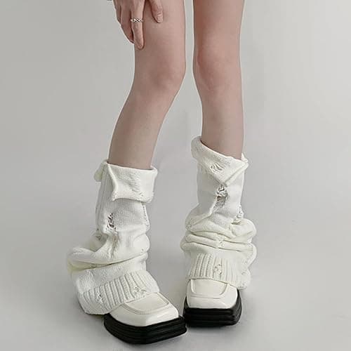 SherryDC Womens Y2k Knit Leg Warmers Harajuku Japanese Long Boot Socks Kawaii Lolita Winter Leg Cover thumbnail 2