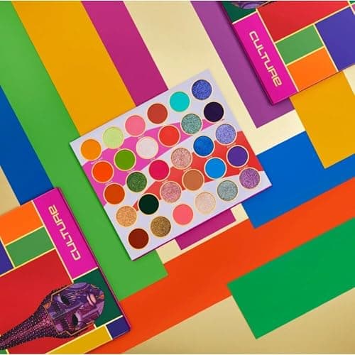 Juvia's Place Palette Culture - Yellow, Greens, Pink, Purple, Orange, Chromatic & Glitter Shades, 30 Pigmented Makeup Palette for Eye Color & Shine, Pressed thumbnail 6