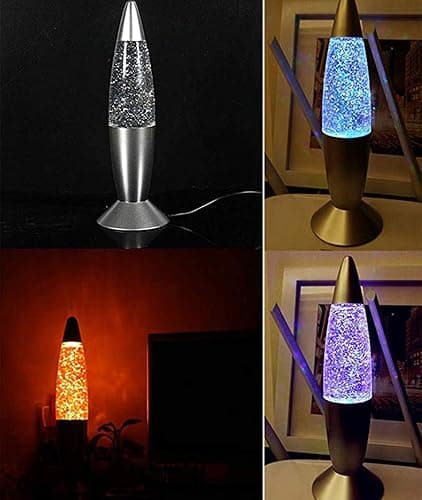 Cdycam Glitter Lamp LED Vintage Mini 7.28'' Night Light Lamp with USB Multi Color Changing Rocket Light for Kids Boys Girls Adult Bedroom (Light with Charging Plug) thumbnail 4
