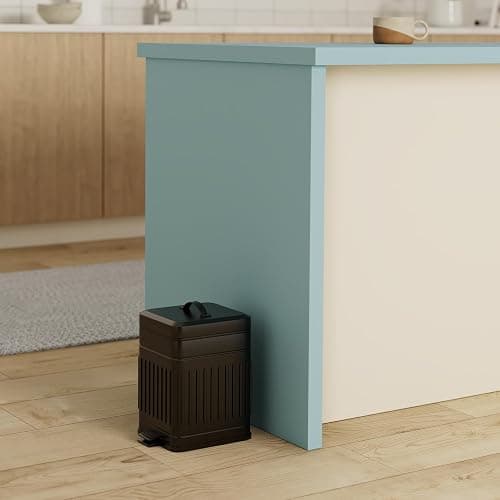 CEROELDA Small Trash Can with Lid-5L/1.3 Gal,Stainless Steel Outdoor Dog Poop Garbage Can-Farmhouse Retro Metal Waste Bin w/Step Pedal for Bathroom Bedroom Office-Soft Close-Black thumbnail 2
