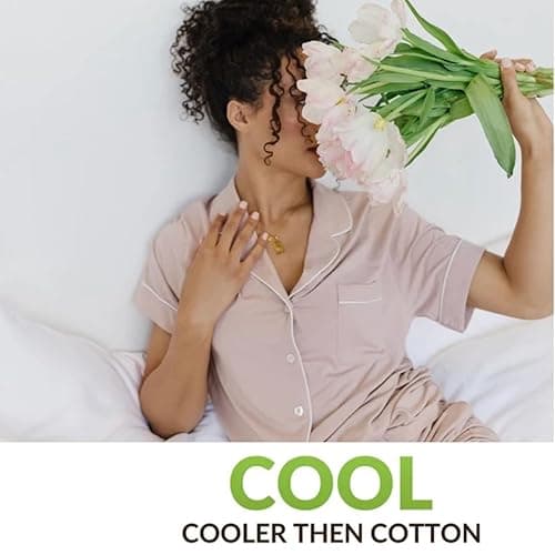 Cherrydew Women Bamboo Viscose Super Soft Comfy Summer Cooling Short Sleeve Button Down Pajama Shorts Set S-XXL thumbnail 4