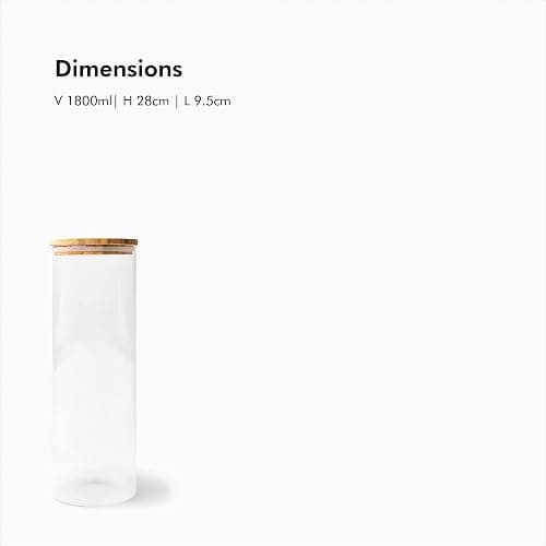 KIVY Set Bocaux en Verre Hermétique [2 x 1800 ml] - Bocaux verre avec Couvercles en Bambou Durable - Bocal en verre avec Couvercle - Bocal a spaghetti - Bocaux conservation verre - Bocal verre thumbnail 7