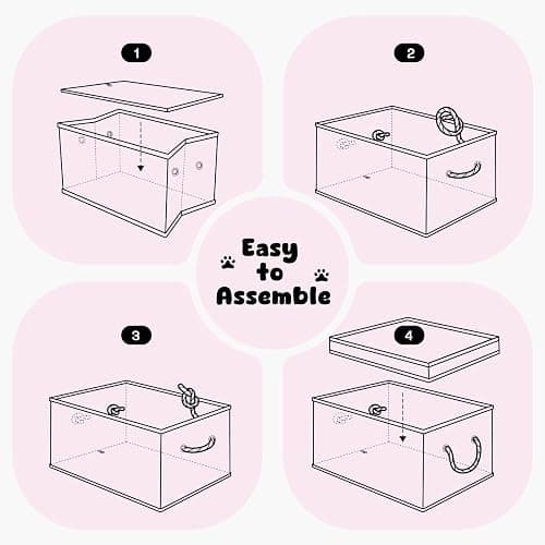 GreenPetopia Dog Toy Basket with Lid, Dog Basket for Toys, Dogs Toy Box with Cotton Rope Handles, Collapsible Storage Bins for Pet Toys, Dogs Storage Organizer, Pink thumbnail 8