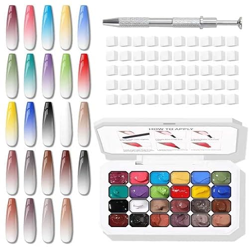 24 Colors Sponge Pat Paint Nail Gel for Drawing Striper Liner Floral Painting Ombre Blush Blooming Aura Gel Polish Nail Art DIY, UV/LED Curing, No Wipe (24 Colors C) - Image 1