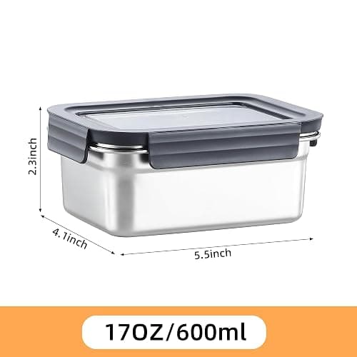 Misichao Stainless Steel Food Storage Containers with Lids - Stackable Airtight Meal Prep Food Containers for Kitchen & Pantry, Leakproof, Reusable Metal Bento Lunch Box 600ml 3 Pack thumbnail 3