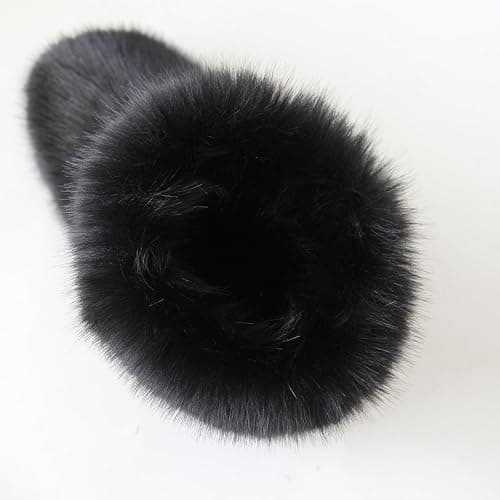 QMFUR Women's Furry Faux Fur Boots Fuzzy Fluffy Mid Calf Snow Boots Suede Warm Fur Lined Booties Flat Fashion Boots thumbnail 5