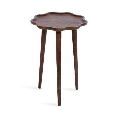 Kate and Laurel Alezar Modern Wooden Round Side Table, 15 x 15 x 22, Walnut Brown, Mid-Century Solid Wood End Table with Wavy Edge for Bedroom Nightstand or Living Room Accent Table thumbnail 8