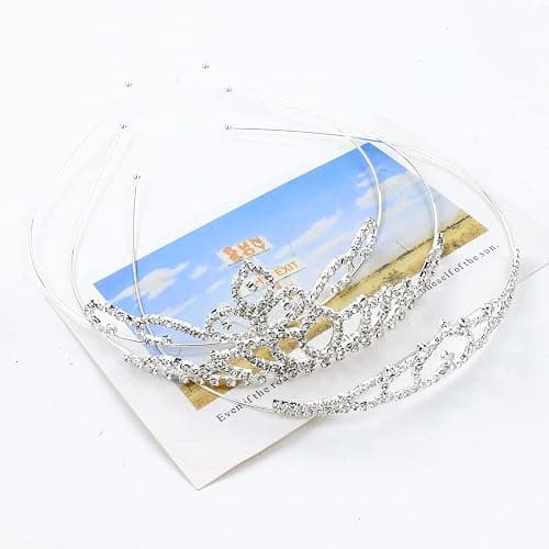 Cinaci 5 Pack Sparkly Glitter Rhinestone Silver Metal Headbands Wedding Hair Crowns Tiaras Clasps Accessories for Kids Girls Women Brides - 5 Pack S2 thumbnail 7