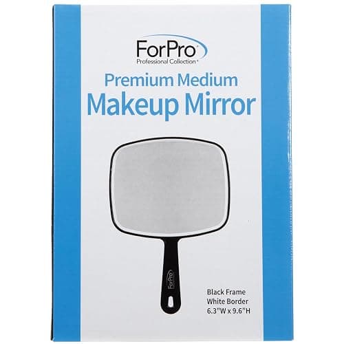 ForPro Professional Collection Premium Hand Mirror with Handle, 6.3" W x 9.6" L, Multi-Purpose Handheld Mirror with Distortion-Free Reflection, Black thumbnail 6