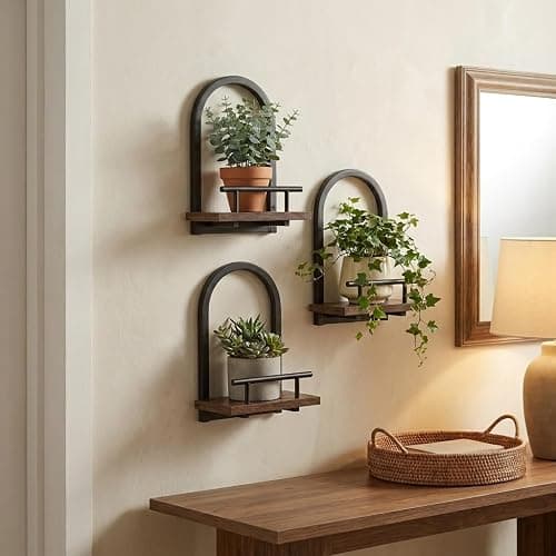 Amaoot Floating Shelves Set for 3, Wall Plant Holder Shelf, Wall Planters | Wall Planters for Indoor Plants, Hanging Shelves Wall Shelf Plant Holder for Living Room Decor, Bathroom, Bedroom, Kitchen thumbnail 5