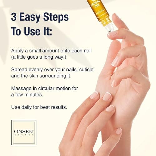 Onsen Secret Nail Reboot Duo - Treatment for Damaged Nails - Natural Nail Care & Cuticle Repair - Visible Results For Perfect Nails, Cuticle Conditioner Cream 15ml & Nail Reboot Oil 10ml thumbnail 7