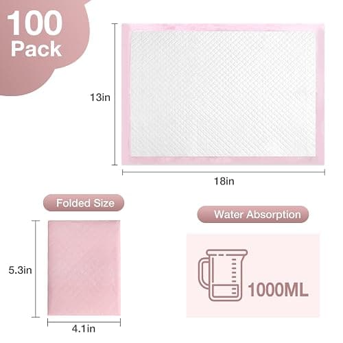 Disposable Changing Pad Liners Pack of 100 Baby Incontinence Changing Pads Diaper UnderPads Ultra Soft Super Absorbent Waterproof Mat 13 x18 in thumbnail 2