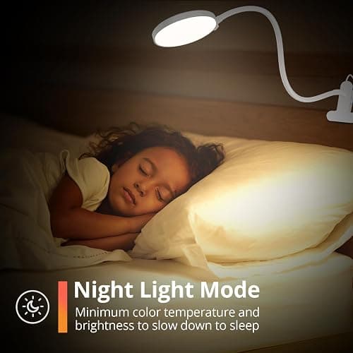iFalarila Reading Light with Remote, LED Desk Lamp Clip on [1H Timer & Nightlight] RA>95 Dimmable Flexible Gooseneck, Reading Lamp with Clamp for Table - 3.5'' (Adapter Included) thumbnail 7